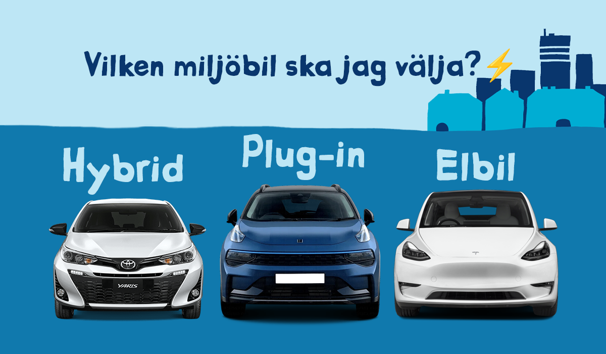Vad är skillnaden på elbil, plug-in hybrid och hybrid?