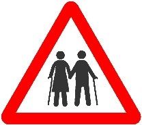 Señal P-21b: zona frecuentada por personas con movilidad o visión reducida