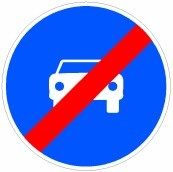 Señal R-507: fin de calzada obligatoria para automóviles (excepto motos de 2 ruedas)